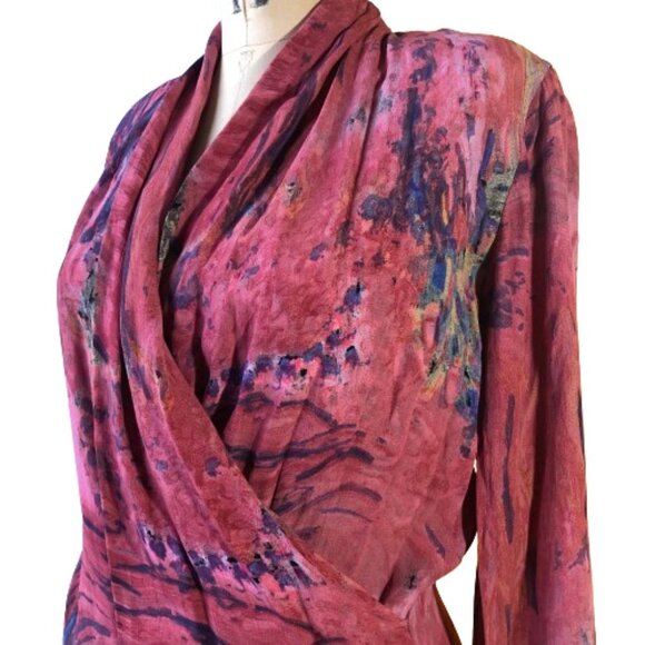 Ports International vintage pink back buttons V neck tunic top shirt - Picture 5 of 16